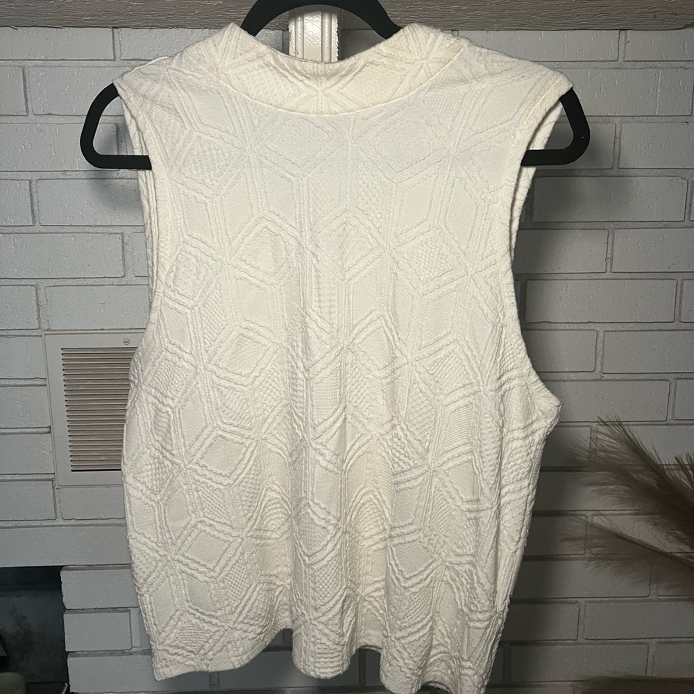 Anthropologie Cream Textured Sleeveless Top
